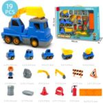 19 in 1 Light Music Engineering Car Vehicles Truck Toy Kids Magnetic Puzzle Toy