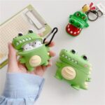 Cartoon Crocodile Shaped Silicone Bluetooth Earphone Case for Apple AirPods with Wireless Charging Case (2019) / AirPods with Charging Case (2019) (2016)