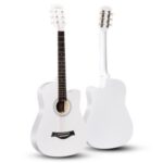 High-Grade 38 inch Folk Guitar Basswood Colorful Strings Musical Instrument with Many Accessories – White
