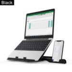 Portable Laptop Stand Adjustable Computer Stand with Phone Holder for Notebook – Black/with Phone Holder