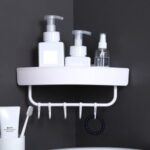 Bathroom Triangle Shelf kitchen Punch-free Wall-mounted Corner Shelf Toilet Storage Rack – White
