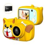 Children Mini Cartoon Digital Camera 2.4 Inch IPS Screen Dual Camera Lens Rechargeable 26MP 1080P Kids Video Camera Camcorder – Yellow Dog