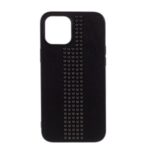 PU Leather Coated TPU PC Back Case for iPhone 12 Pro Max 6.7 inch – Black