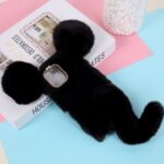 Mouse Shaped Fur Coated Soft TPU Cover for iPhone 12 5.4 inch – Black