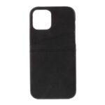 Double Card Slots PU Leather Coated PC Cover for iPhone 12 5.4-inch – Black