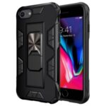 Dropproof PC + Silicone Hybrid Shell Built-in Kickstand and Magnetic Metal Sheet for iPhone SE (2nd Generation)/8/7 4.7 inch – Black
