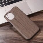 Wood Texture PU Leather Coated Flexible TPU Phone Cover for iPhone 12 Pro Max 6.7 inch – Grey
