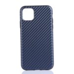 Carbon Fiber Texture PU Leather Coated Flexible TPU Phone Case for iPhone 12 5.4 inch – Blue