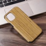 Wood Texture PU Leather Coated Flexible TPU Phone Case for iPhone 12 Pro/12 Max 6.1 inch – Khaki