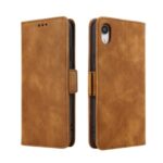 Business Style Leather Wallet Cell Phone Case for iPhone XR 6.1 inch – Brown