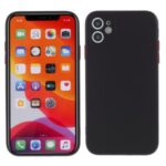 Contrast Color Button TPU Case Shell with Soft Lint Inner for iPhone 11 6.1 inch – Black