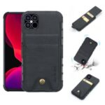 SHOUHUSHEN PU Leather Coated Card Holder PC TPU Case for iPhone 12 5.4 inch – Black