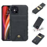 Vertical Flip PU Leather Coated PC TPU Cell Phone Cover for iPhone 12 Pro Max 6.7 inch – Black