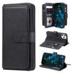 Multi-function 10 Card Slots Magnetic Leather Stand Case for iPhone 12 Pro Max 6.7 inch – Black