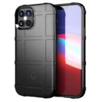 Rugged Shield Square Grid Texture TPU Cell Phone Shell Case for iPhone 12 Max/Pro 6.1 inch – Black