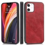 Phone Shell Crazy Horse Texture PU Leather Coated TPU Case for iPhone 12 5.4 inch – Red