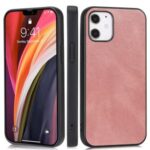 Phone Shell Crazy Horse Texture PU Leather Coated TPU Case for iPhone 12 5.4 inch – Rose Gold