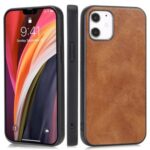 Phone Shell Crazy Horse Texture PU Leather Coated TPU Case for iPhone 12 5.4 inch – Brown