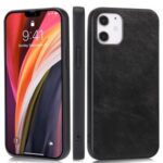 Phone Case Crazy Horse Texture PU Leather Coated TPU Shell for iPhone 12 Max/Pro 6.1 inch – Black
