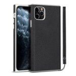 Litchi Skin Genuine Leather Coated TPU Phone Shell for iPhone 11 Pro Max 6.5 inch – Black