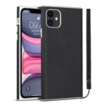 Litchi Skin Genuine Leather Coated TPU Protective Case for iPhone 11 6.1 inch – Black