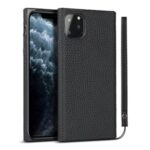 Litchi Skin Genuine Leather Coated TPU Phone Shell [Black Lining] for iPhone 11 Pro Max 6.5 inch – Black