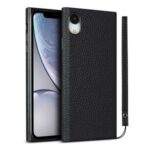 Litchi Texture Genuine Leather Coated Black TPU Phone Shell for iPhone XR 6.1 inch – Black