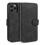 DG.MING Retro Style Leather Wallet Shell for iPhone 12 Max/Pro 6.1 inch – Black