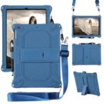 Kickstand PC Soft Silicone Case with Hanging Rope for Apple iPad 9.7-inch (2018)/ iPad 9.7-inch (2017) / iPad 5 / iPad 6 – Blue