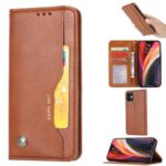 Classic Auto-absorbed Leather Wallet Case with Stand for iPhone 12 5.4 inch – Brown