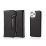Litchi Skin Leather Cover + Detachable 2 in 1 TPU Shell for iPhone 12 Pro Max 6.7 inch – Black