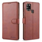 AZNS Wallet Leather Case Mobile Phone Cover for Samsung Galaxy A21s – Brown
