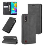 Silky Touch Leather Wallet Stand Case for Samsung Galaxy M01 – Black