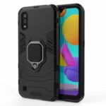PC TPU Hybrid with Cool Guard Ring Holder Kickstand Case for Samsung Galaxy M01 – Black