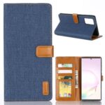 Oxford Cloth Wallet Leather Shell for Samsung Galaxy Note20/Note20 5G – Dark Blue