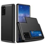 Slide Card Slot PC + TPU Combo Phone Shell for Samsung Galaxy Note20/Note 20 5G – Black