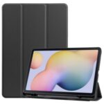 Tri-fold Leather Stand Case with Pen Slot for Samsung Galaxy Tab S7 T870 – Black