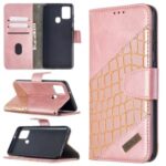 Assorted Color Crocodile Skin Leather Wallet Case for Samsung Galaxy A21s – Rose Gold