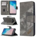 Assorted Color Style Crocodile Skin Leather Wallet Case for Samsung Galaxy S10 – Grey
