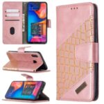 Assorted Color Crocodile Skin Leather Wallet Case for Samsung Galaxy A20 / A30 – Rose Gold