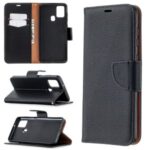 Litchi Skin Wallet Leather Stand Case for Samsung Galaxy A21s – Black