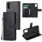 Imprint Tree Owl PU Leather Wallet Stand Phone Cover for Samsung Galaxy M31s – Black