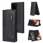 Zipper Pocket 9 Card Slots Leather Cover for Samsung Galaxy Note20 Ultra/Note20 Ultra 5G – Black