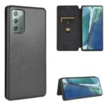 Carbon Fiber Texture Leather Auto-absorbed Phone Casing for Samsung Galaxy Note20 Ultra 5G / Galaxy Note20 Ultra – Black