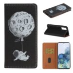 Pattern Printing Leather Case Wallet Phone Cover with Strap for Samsung Galaxy Note 20 – Astronaut