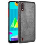 Crocodile Skin PU Leather Coated PC Stylish Shell for Samsung Galaxy M01 – Black