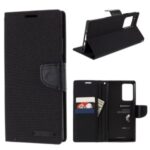 MERCURY GOOSPERY Canvas Leather Wallet Shell for Samsung Galaxy Note20 Ultra/Note20 Ultra 5G – Black