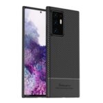 IPAKY for Samsung Galaxy Note20 Ultra/Note20 Ultra 5G Carbon Fiber Skin TPU Cell Phone Cover – Black