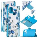 Pattern Printing Wallet Leather Stand Case for Samsung Galaxy A21s – Butterfly and Flower