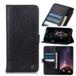 Rhino Grain Wallet Stand PU Leather Protective Phone Shell for Samsung Galaxy A01 Core – Black